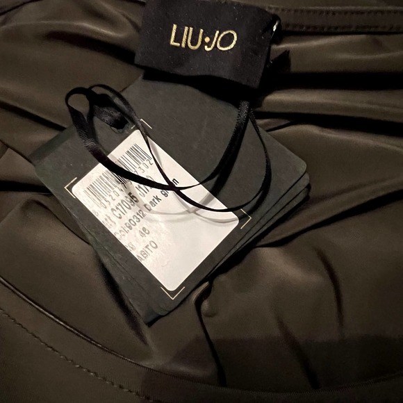 LIU •JO Short Military Green Wrap Short Dress Cut Out Women Sz 46 / XL NEW $200 - Picture 5 of 8